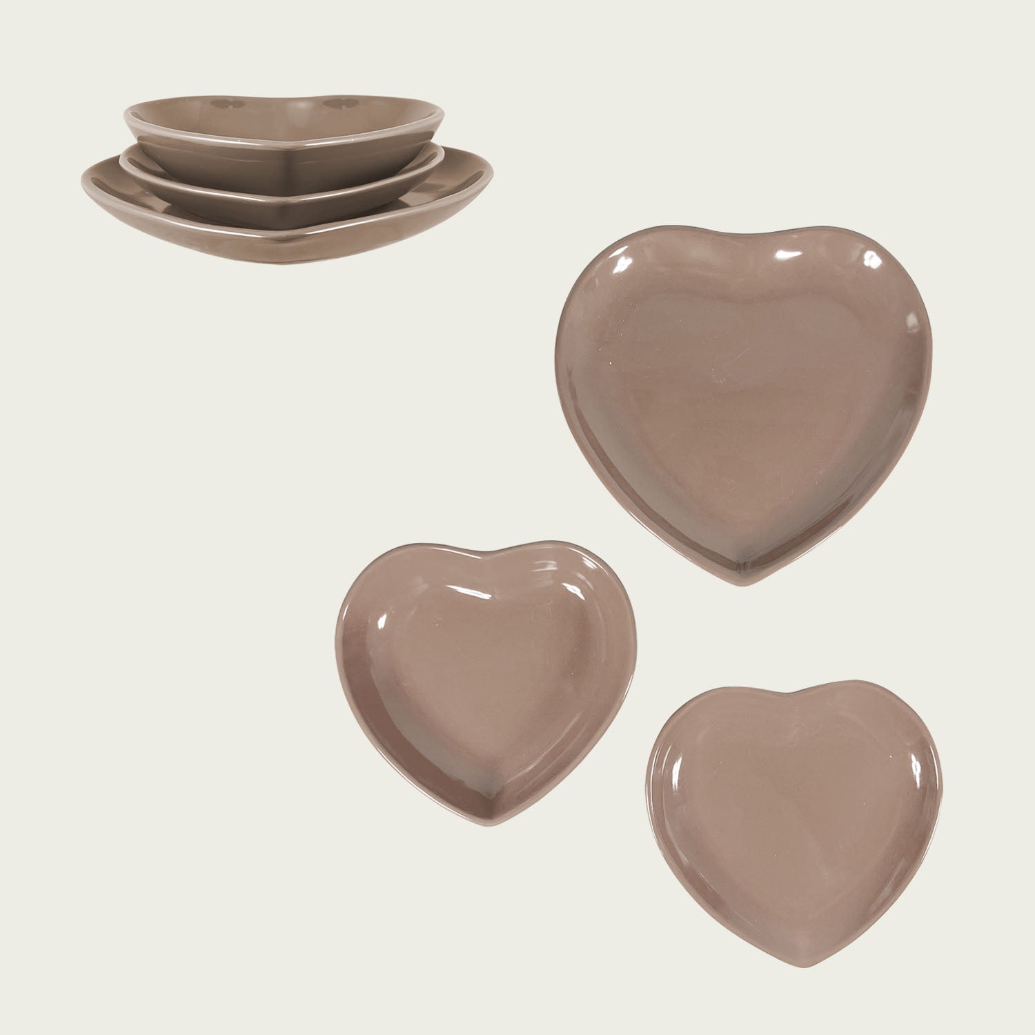 Servizio piatti cuore tortora