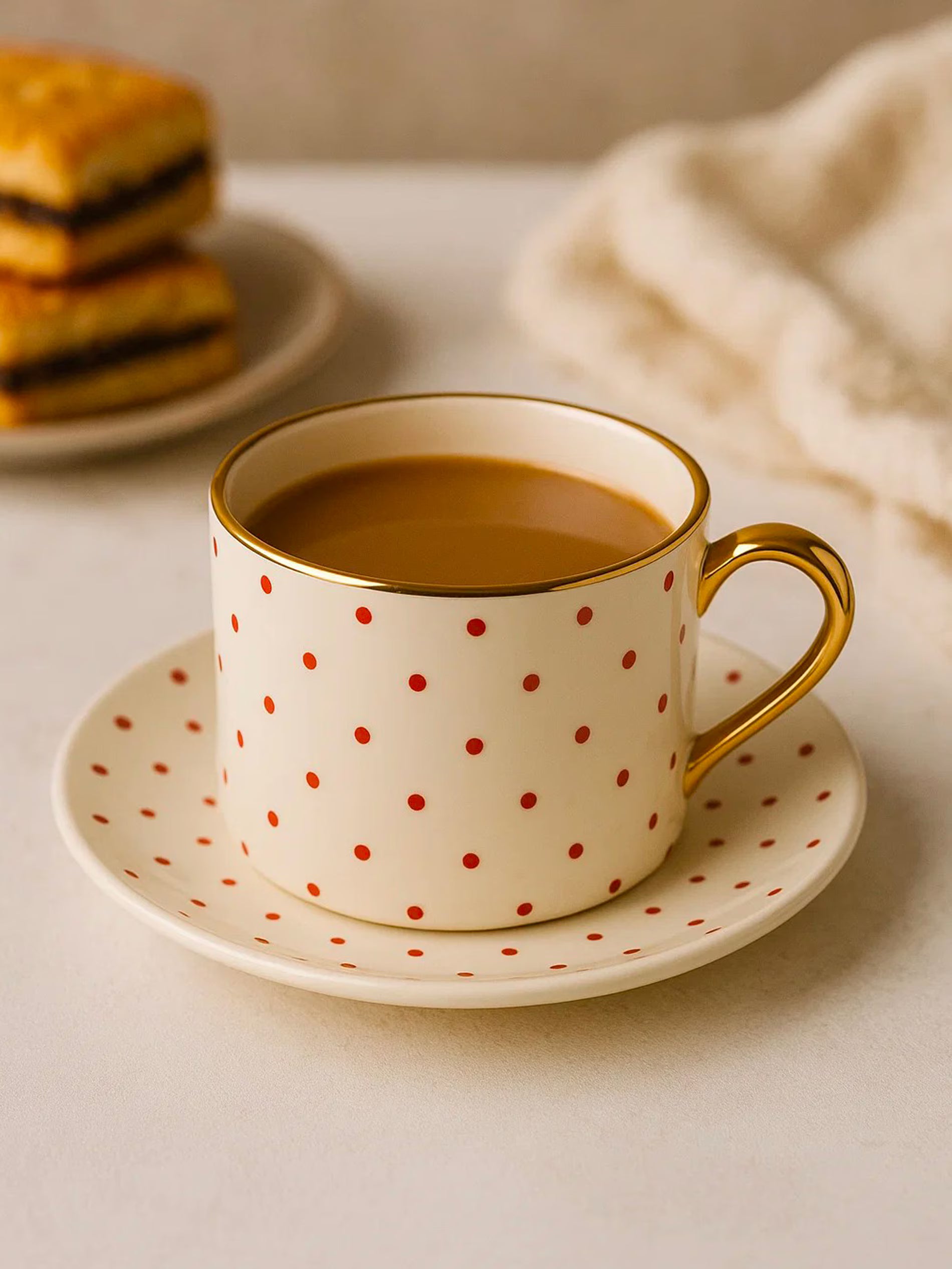 Servizio da tè oro e rosso