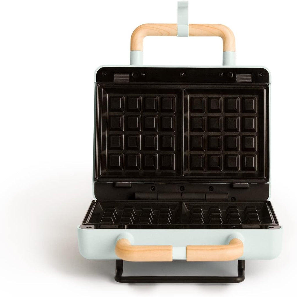 Tostiera per panini, grill e waffle con piastre intercambiabili in stile retrò azzurra