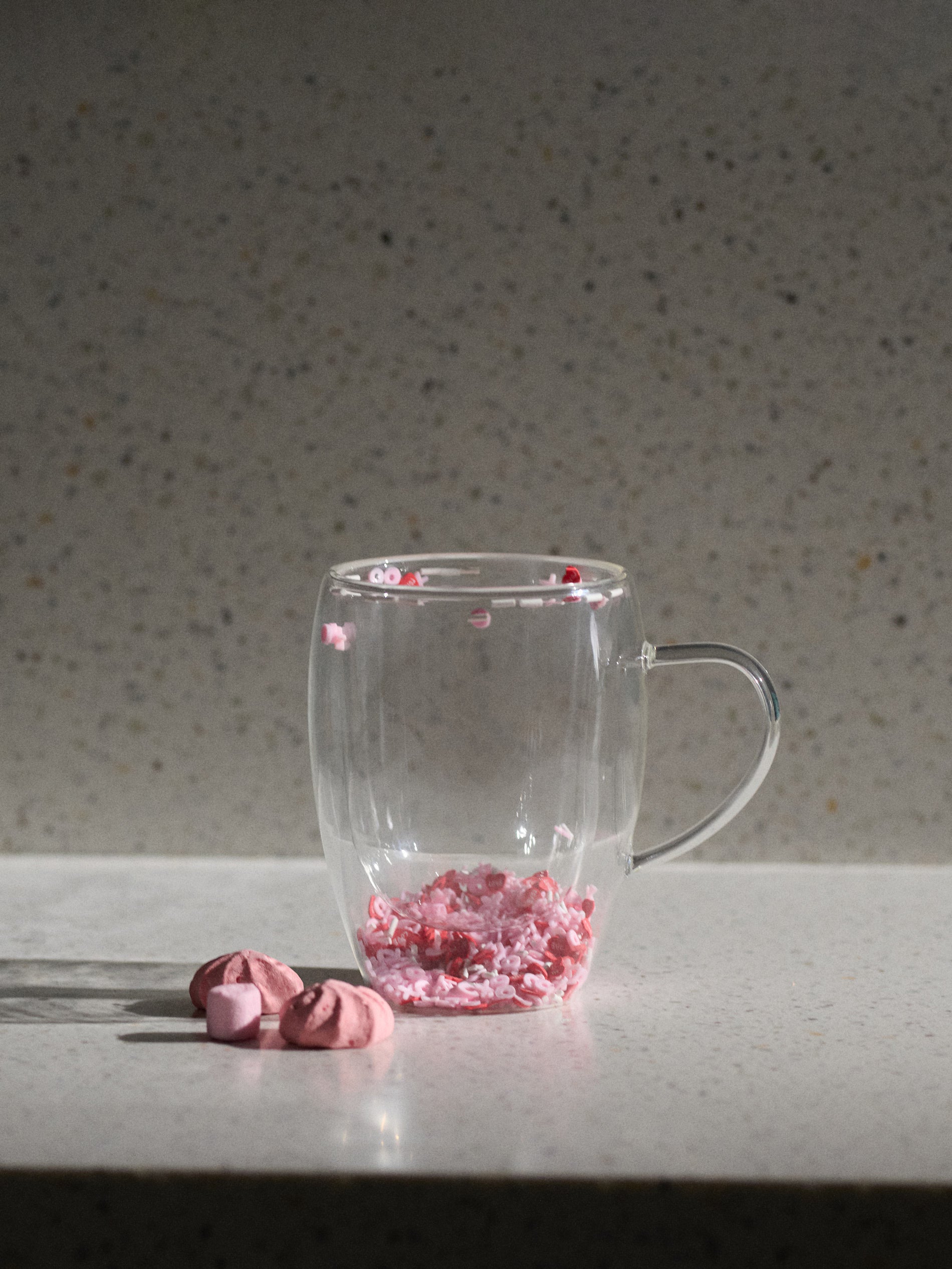 Tazza in vetro a doppio fondo amore