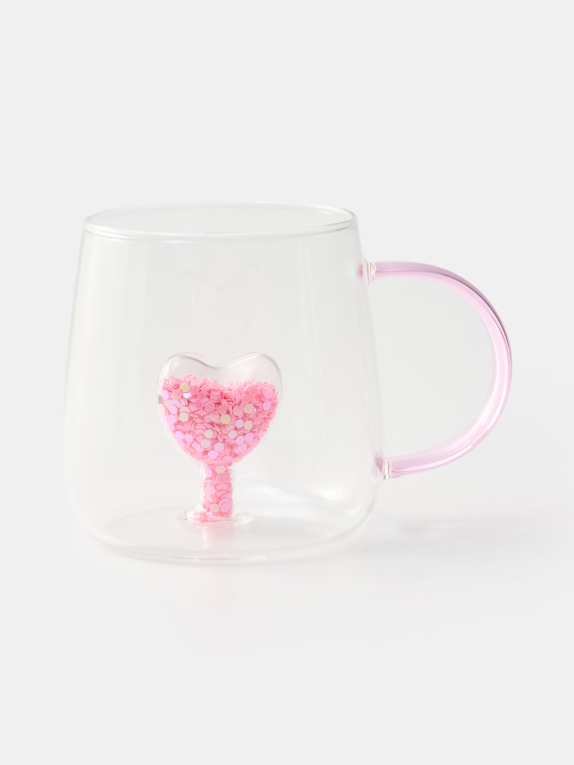 Tazza in vetro cuore rosa